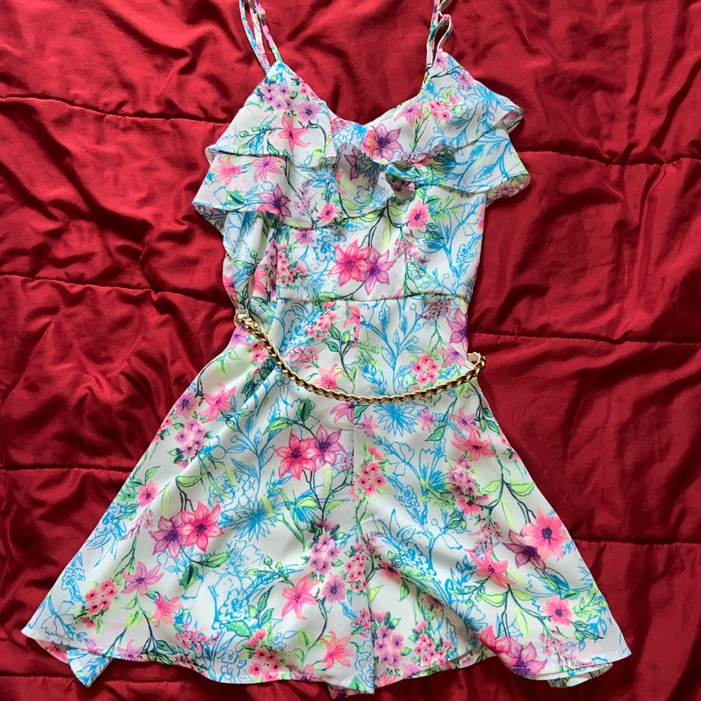 Colorful romper dress with shorts underneath